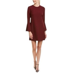 Shoshanna Bell Sleeve Mini Sheath Dress in Red Check
